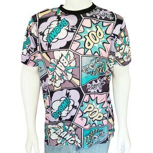 Drill Clothing Co T-Shirt XL Men's Pastel Comic Book Pop Art All Over Print NWT